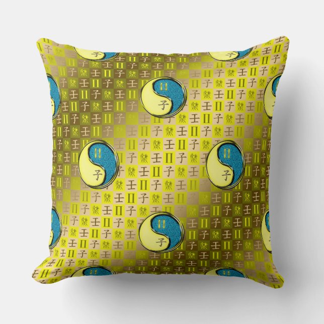 Gemini & Water Rat Throw Pillow (Front)