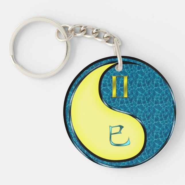 Gemini & Water Snake Keychain (Front)