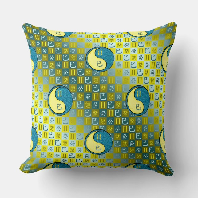Gemini & Water Snake Throw Pillow (Front)