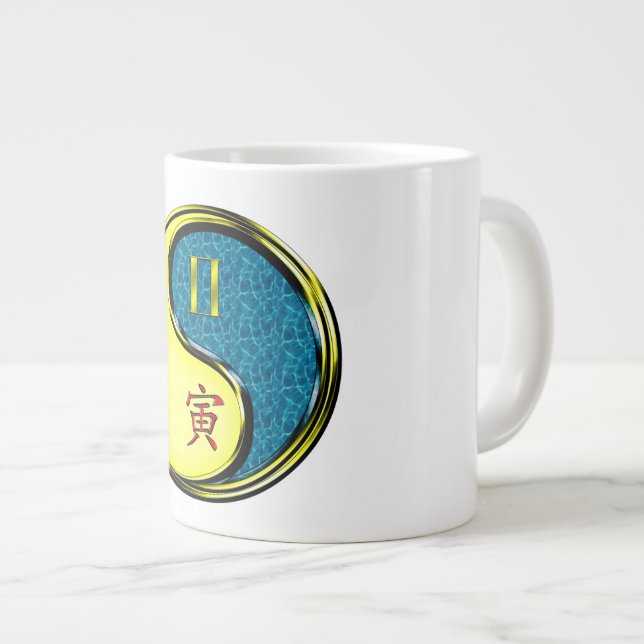 Gemini & Water Tiger Large Coffee Mug (Front Right)