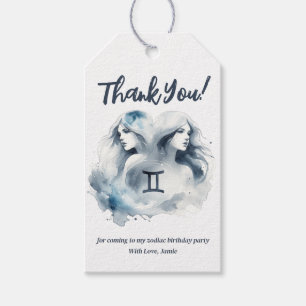 Gemini Watercolor Bull Zodiac Theme Birthday Party Gift Tags