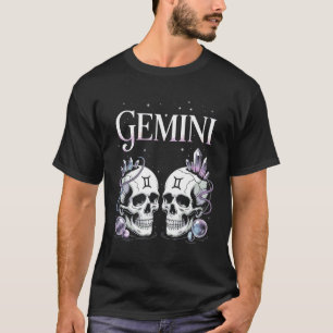 Gemini Witchcraft Zodiac Signs Skull Constellation T-Shirt