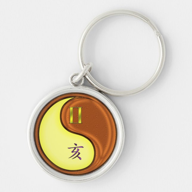 Gemini & Wood Boar Keychain (Front)