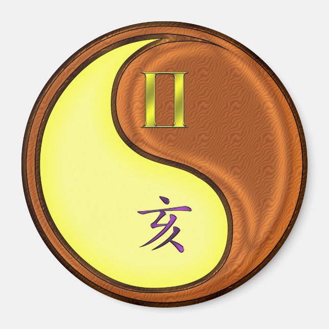 Gemini & Wood Boar Magnet (Front)