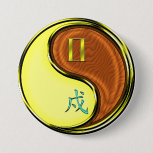 Gemini & Wood Dog 3 Inch Round Button