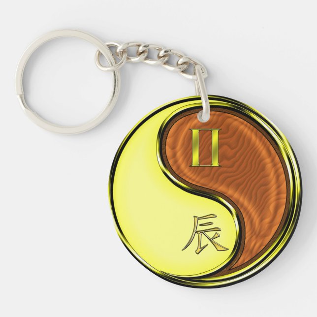 Gemini & Wood Dragon Keychain (Front)