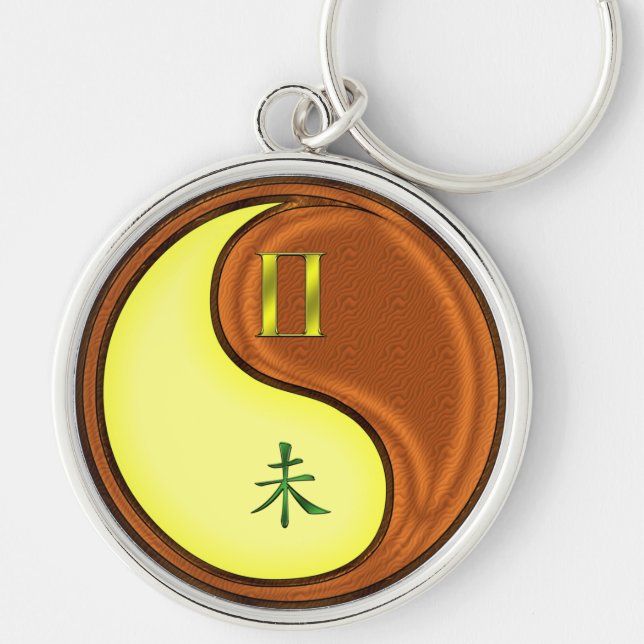 Gemini & Wood Goat Keychain (Front)