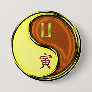 Gemini & Wood Tiger 3 Inch Round Button