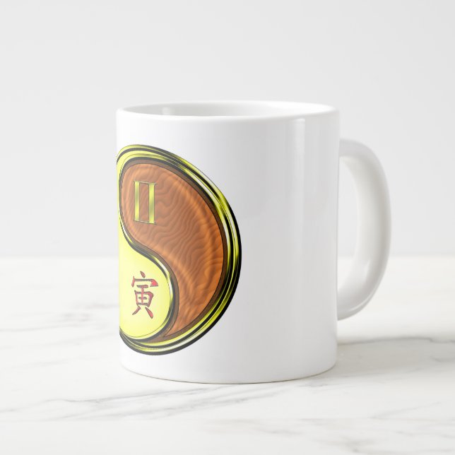 Gemini & Wood Tiger Large Coffee Mug (Front Right)