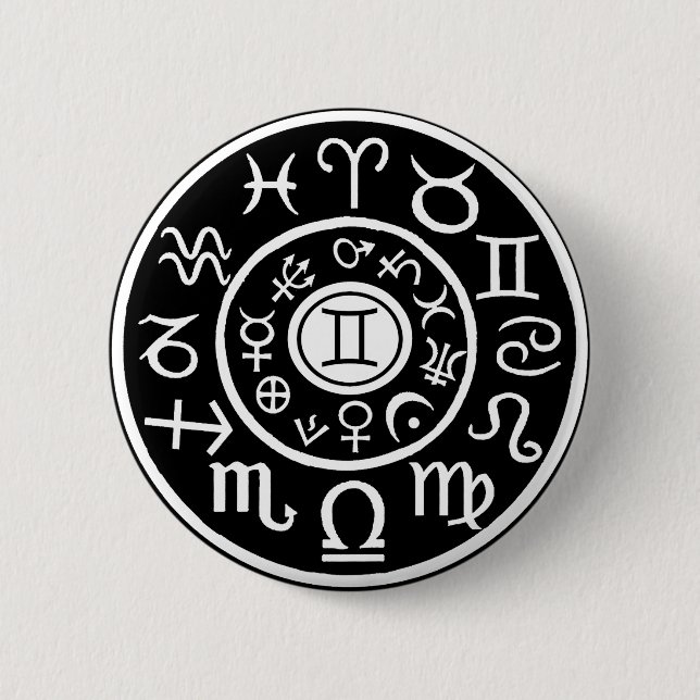 Gemini Zodiac 2 Inch Round Button (Front)
