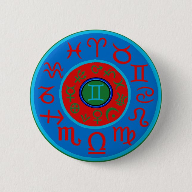 Gemini Zodiac 2 Inch Round Button (Front)