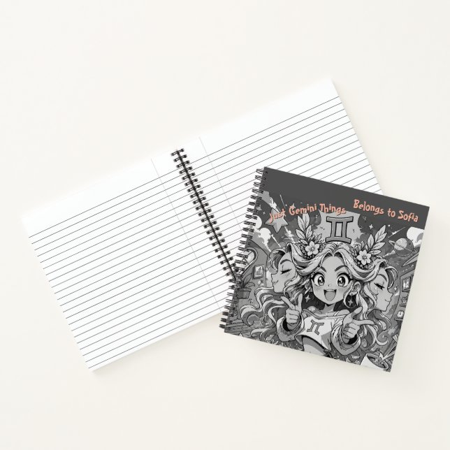 Gemini Zodiac Anime Creative Square Journal (Inside)
