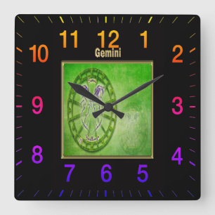 Gemini Zodiac Astrology design Square Wall Clock