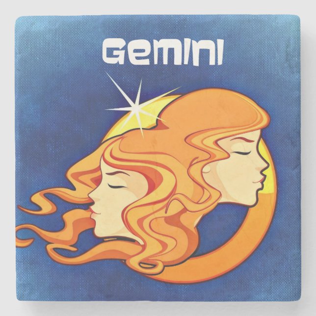 Gemini Zodiac Astrology Symbol Stone Coaster (Front)