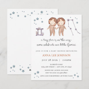Gemini Zodiac Baby Shower Invitation