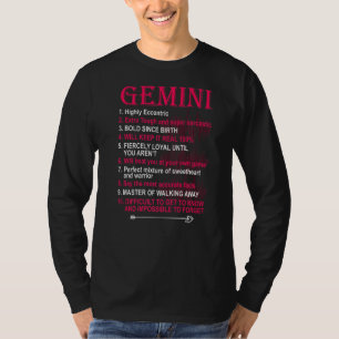 Gemini Zodiac Birthday Girls Men Saying T-Shirt