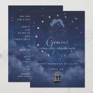 Gemini Zodiac Birthday Invitation