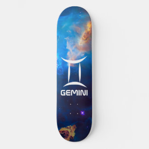Gemini Zodiac Blue Skateboard