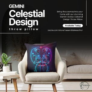 Gemini Zodiac Celestial Design Throw Pillow