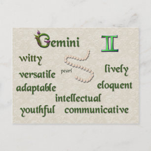 Gemini zodiac characteristics postcard