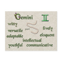 Gemini zodiac characteristics postcard