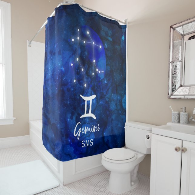 Gemini Zodiac Constellation Blue Galaxy Monogram (In Situ)