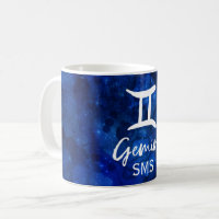 Gemini Zodiac Constellation Blue Galaxy Monogram