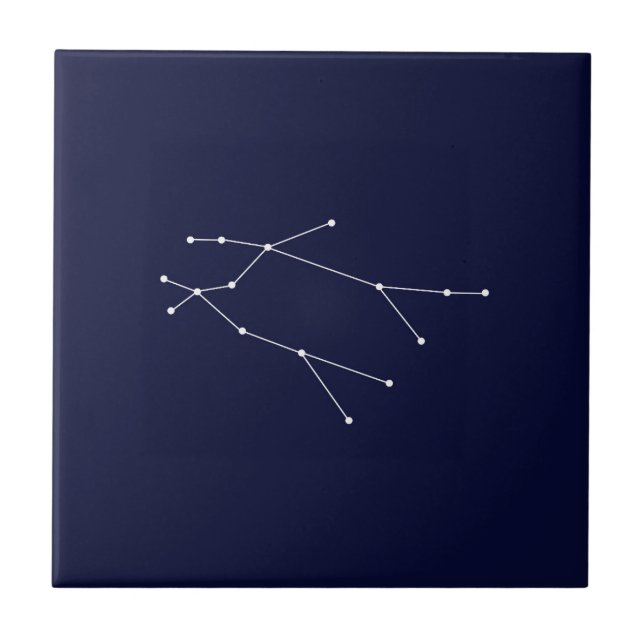 Gemini Zodiac Constellation Dark Blue Tile (Front)