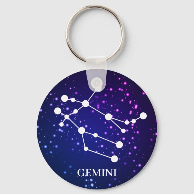 Gemini Zodiac Constellation Design Keychain (Front)