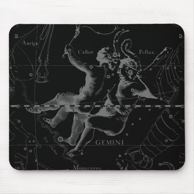 Gemini Zodiac Constellation Hevelius 1690 Mouse Pad (Front)