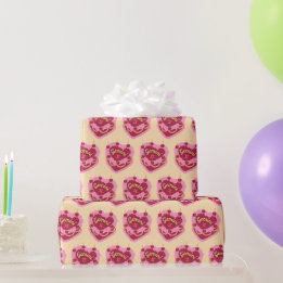 Gemini Zodiac Coquette Heart Birthday Cake Wrapping Paper