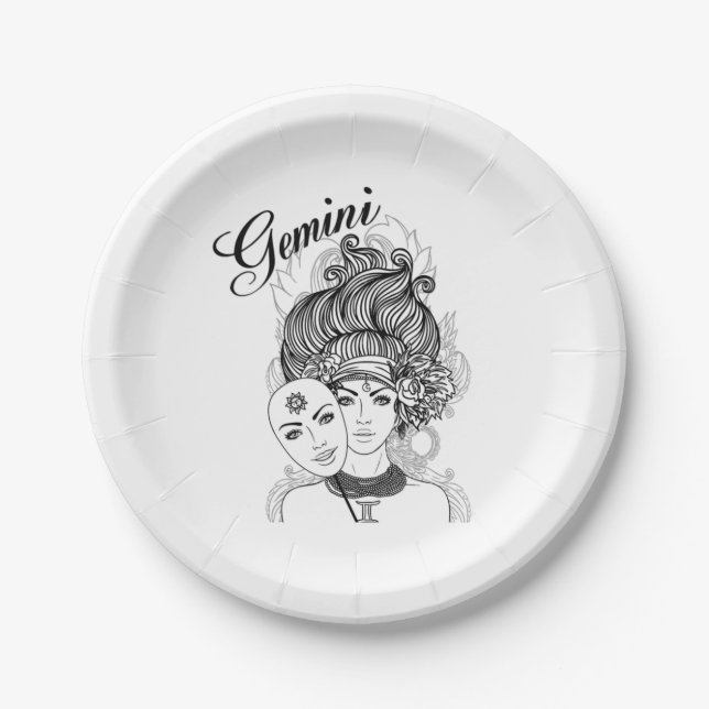 Gemini Zodiac Design  Paper Plate (Front)