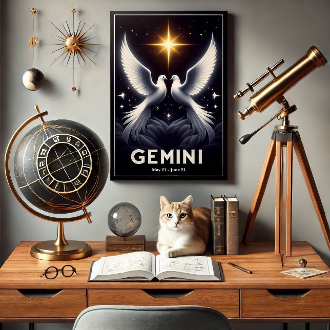 Gemini Zodiac Doves in Harmony Poster (Creator Uploaded)