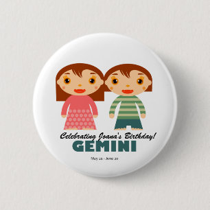 Gemini Zodiac for kids 2 Inch Round Button