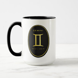 Gemini Zodiac Gold Oval Emblem Mug | Luxury Astrol