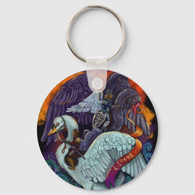 Gemini~zodiac Keychain (Front)