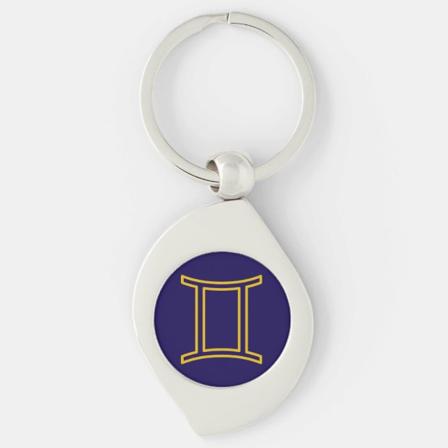 Gemini Zodiac Metal Keychain (Front)