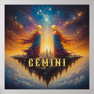 ♊ Gemini Zodiac Mystical Twins Poster