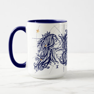 Gemini Zodiac Navy Blue & Gold Birth Mug