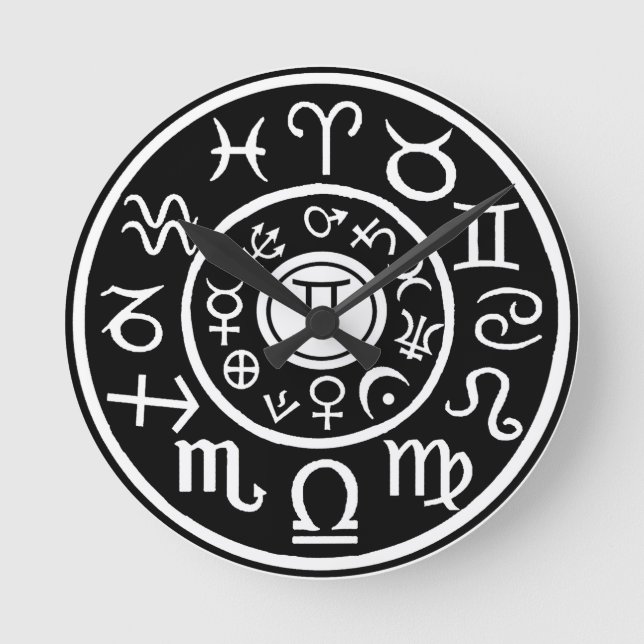 Gemini Zodiac Round Clock (Front)