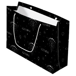Gemini Zodiac Seamless Pattern – Celestial Twin 1 Large Gift Bag