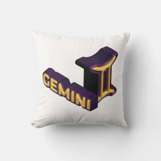 Gemini Zodiac Sign and Text Design Throw Pillow