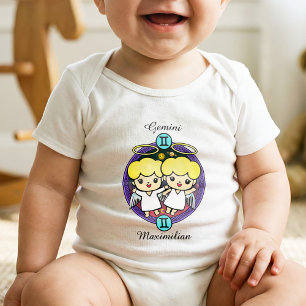 Gemini Zodiac Sign Astrology Cartoon Horoscope Baby Bodysuit