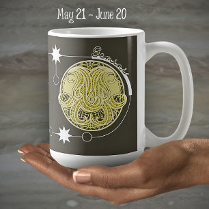 Gemini Zodiac Sign Astrology Mandala Yellow White Coffee Mug