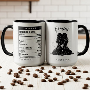 Gemini Zodiac Sign Astrology Nutrition Facts Mug