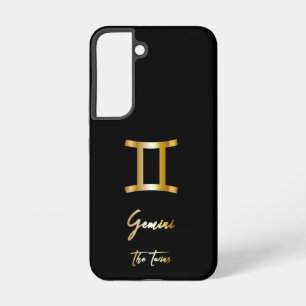 Gemini Zodiac Sign, Black & Gold  Samsung Galaxy Case