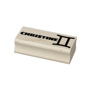 Gemini Zodiac Sign Cool Personalized Name Text Rubber Stamp