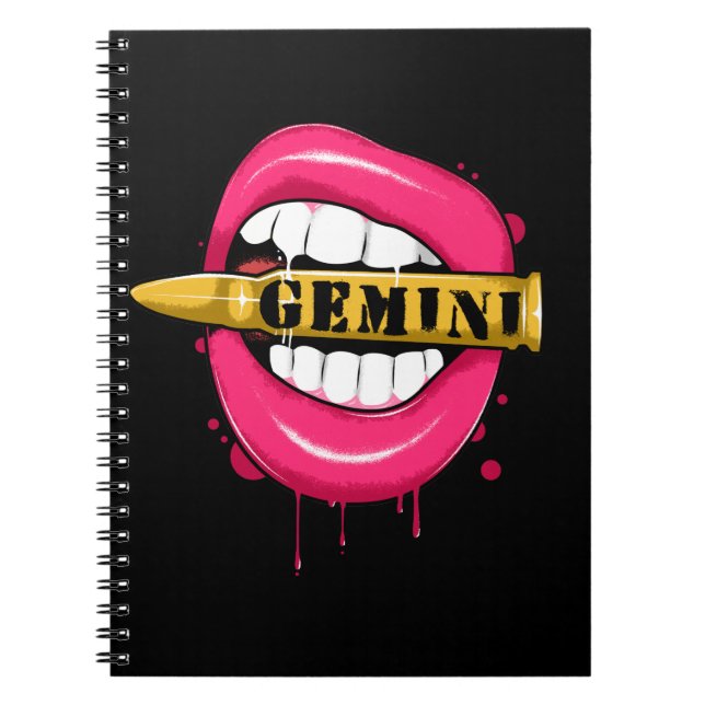 Gemini Zodiac Sign Girl Birthday May June Notebook (Front)