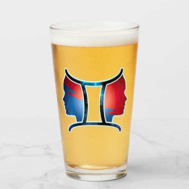 Gemini Zodiac Sign Glass (Front Filled)