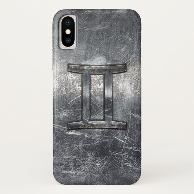 Gemini Zodiac Sign Grunge Distressed Silver Case-Mate iPhone Case (Back)